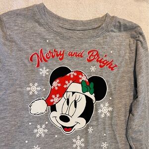 Disney Gray and Red Long Sleeve Tee with Festive Minnie Design